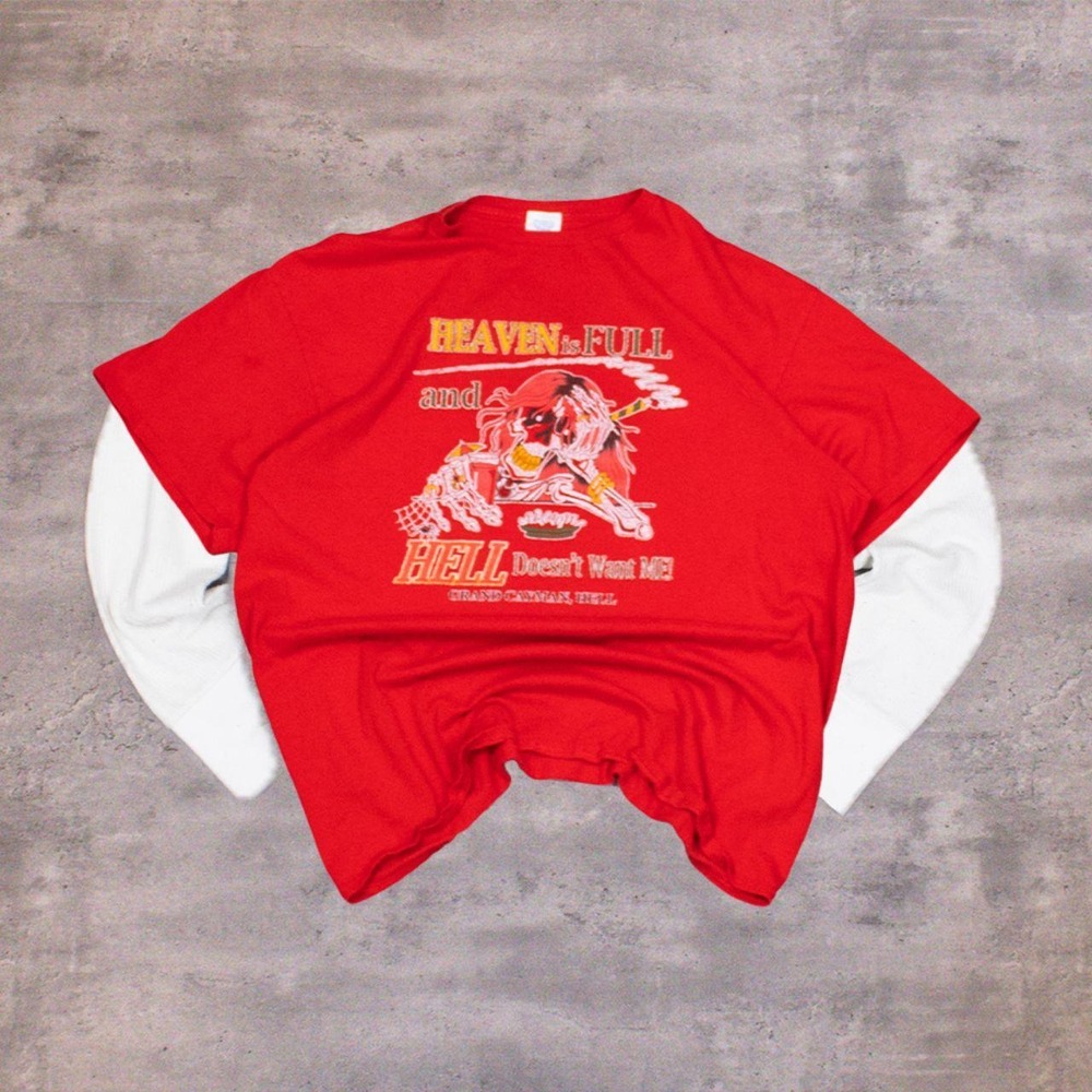 Vintage VTG Y2K 2000's Heaven Is Full Comedy Meme Grunge Red T-Shirt
